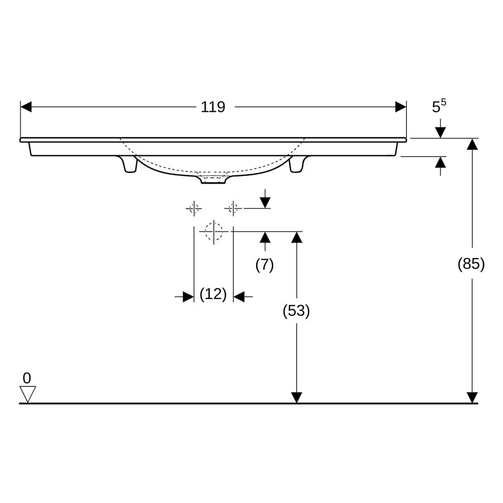 Geberit ONE Möbelwaschtisch Abgang vertikal, Breite 120cm, Tiefe 48cm, Hahnloch mit... GEBERIT-505010015 4025410953551 (Abb. 10)