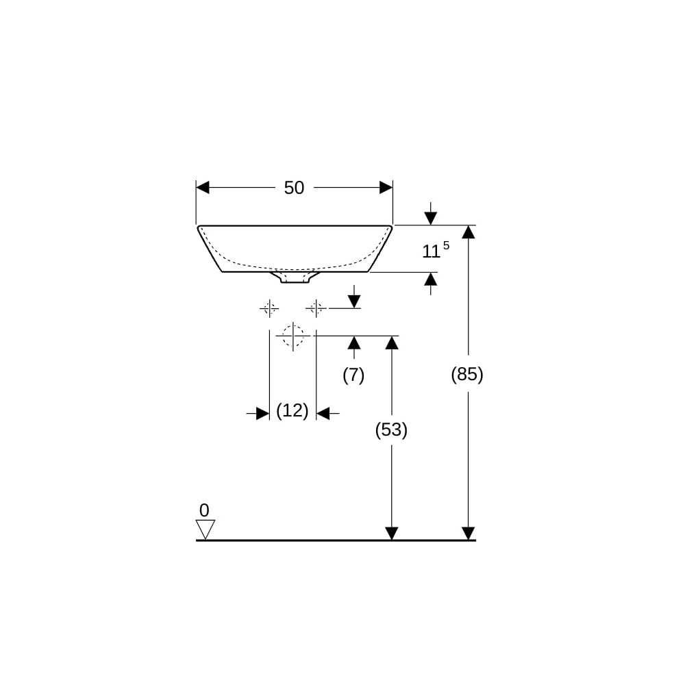 Geberit ONE Aufsatzwaschtisch Schalenform, Abgang vertikal, B 50cm T 42,5cm ohne Hah... GEBERIT-505040016 4025410953773 (Abb. 8)