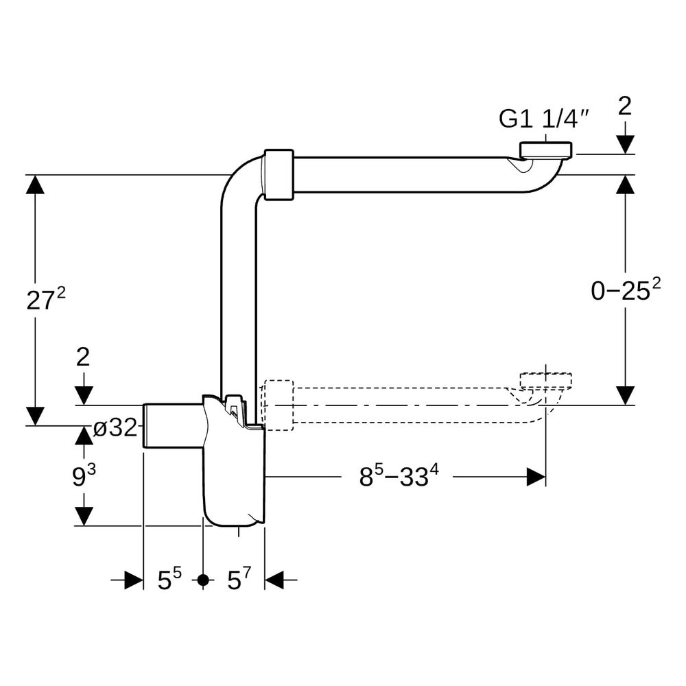 Geberit Tauchrohrgeruchsverschluss für Waschbecken, Raumsparmodell, Abgang horizont... GEBERIT-151116111 4025416499534 (Abb. 10)
