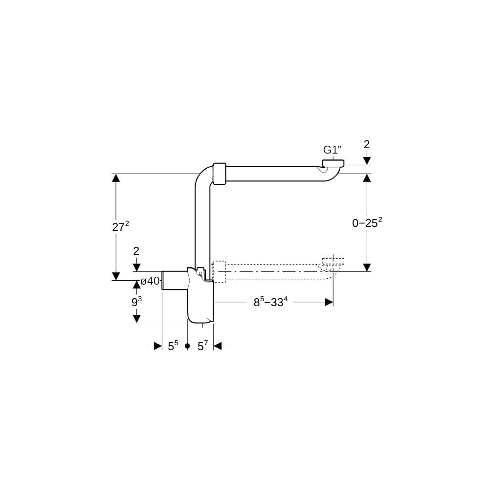 Geberit Tauchrohrgeruchsverschluss für Waschbecken, Raumsparmodell, Abgang horizonta... GEBERIT-151117111 4025416499572 (Abb. 5)