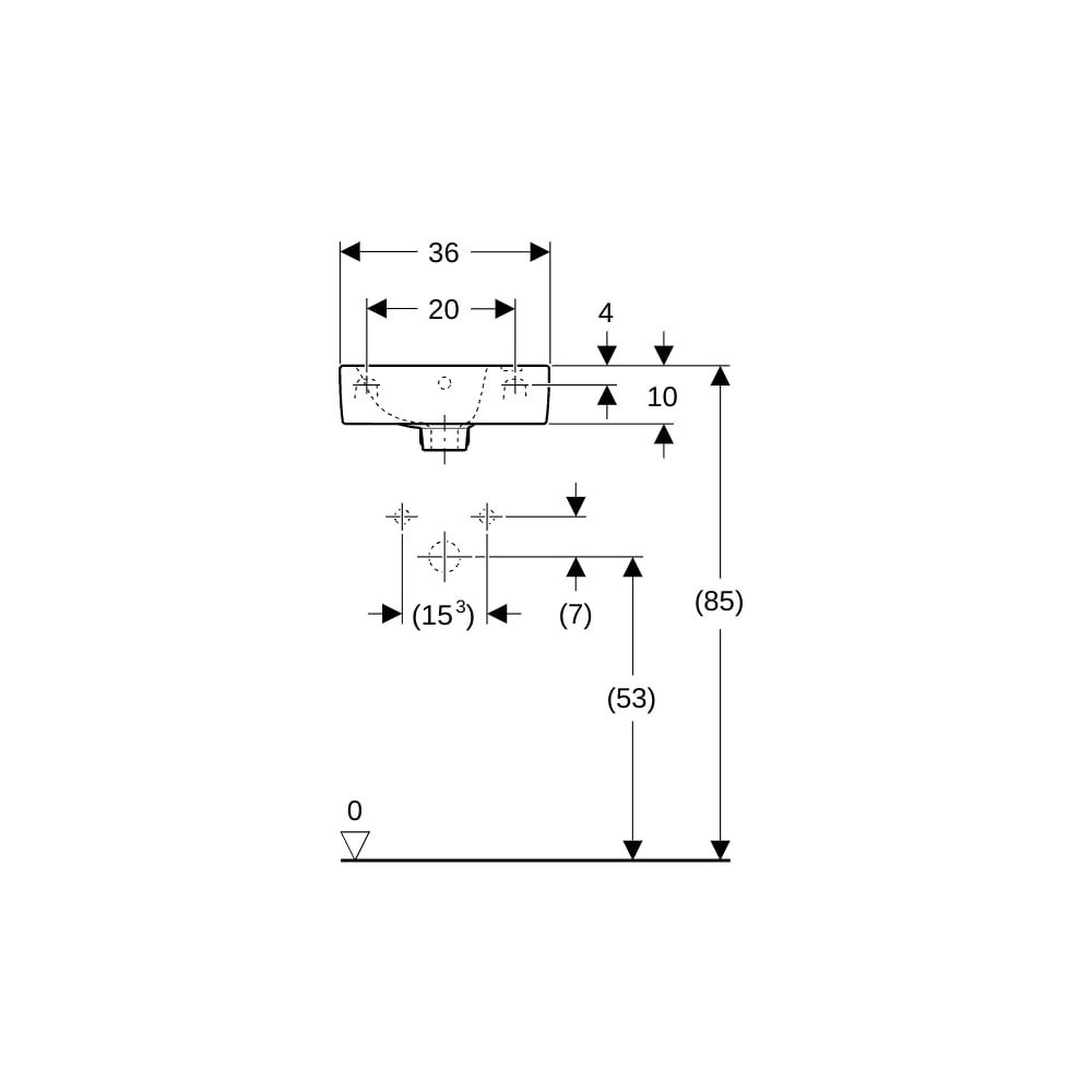 Geberit Renova Plan Handwaschbecken verkürzte Ausladung, 36x14,5x25cm, Hahnloch rech... GEBERIT-500382011 4025416818861 (Abb. 8)