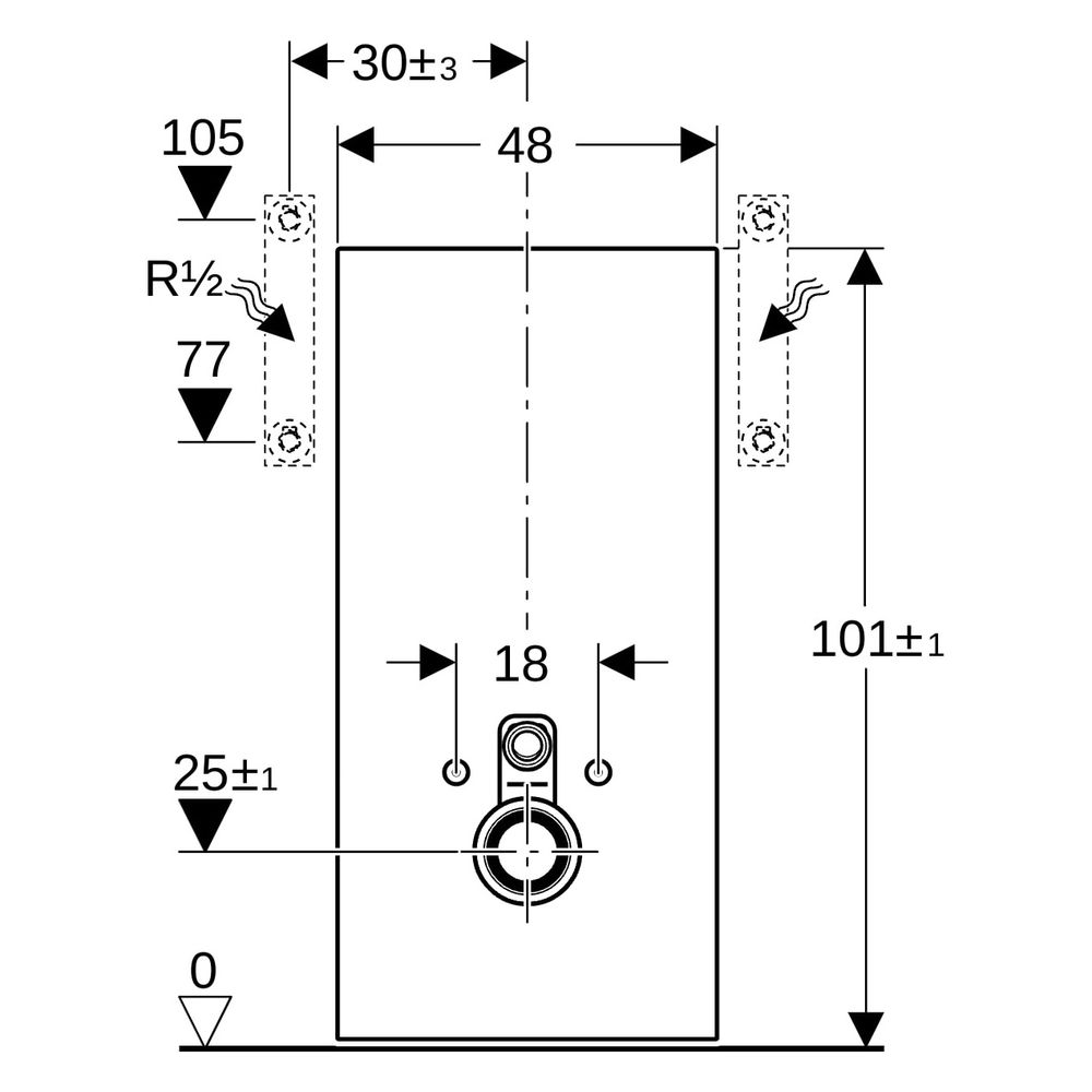 Geberit Monolith Sanitärmodul für Wand-WC, Höhe 101cm, Frontverkleidung aus Steinze... GEBERIT-131022JV5 4025410954633 (Abb. 18)