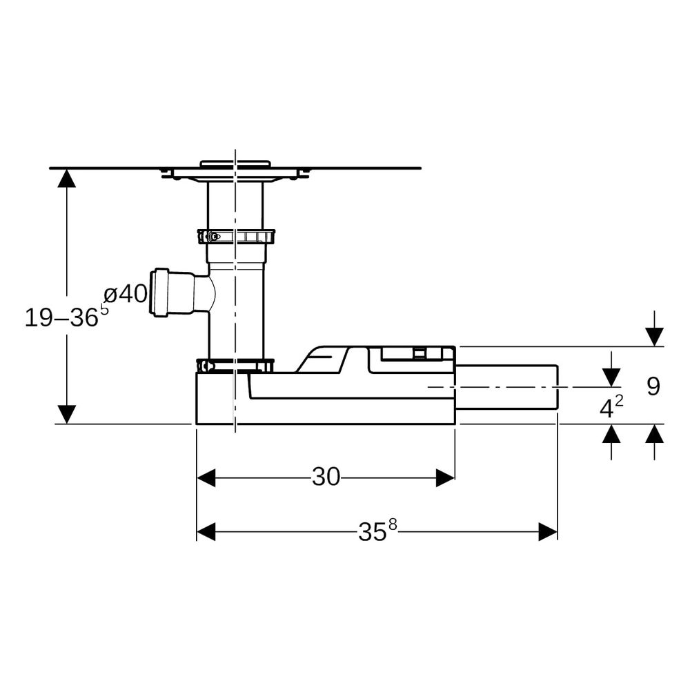 Geberit Duschbodenablauf CleanPoint, DN 50, 0,8l/s, PE-HD, Edelstahl, 30x13x9cm... GEBERIT-154059001 4025410592385 (Abb. 10)