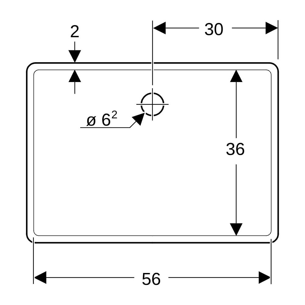 Geberit Publica Mehrzweckbecken ohne Überlauf, Breite 60cm, Tiefe 40cm, ohne Überla... GEBERIT-360060000 4022009080490 (Abb. 10)