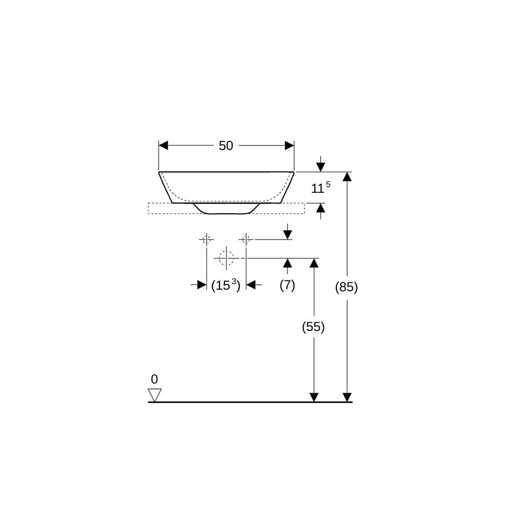 Geberit ONE Aufsatzwaschtisch Schalenform Abgang horizontal 50x42,5cm Hahnloch mitti... GEBERIT-505051001 4025410594020 (Abb. 8)