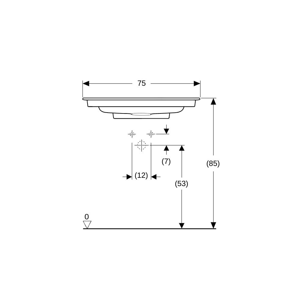 Geberit ONE Möbelwaschtisch Abgang horizontal, B 75cm T 48cm ohne Hahnloch, ohne Übe... GEBERIT-505003001 4025410593542 (Abb. 8)