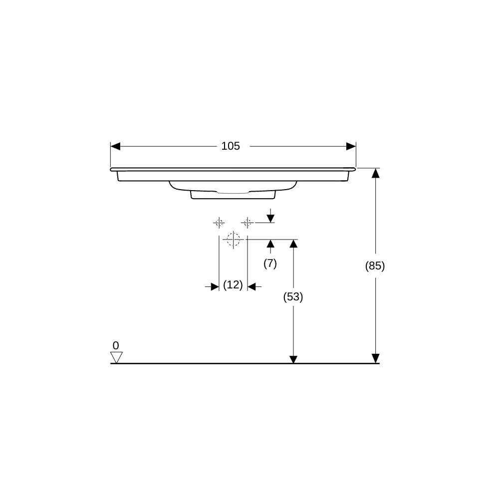 Geberit ONE Möbelwaschtisch Abgang horizontal, B 105cm T 48cm ohne Hahnloch, ohne Üb... GEBERIT-505014001 4025410593726 (Abb. 8)