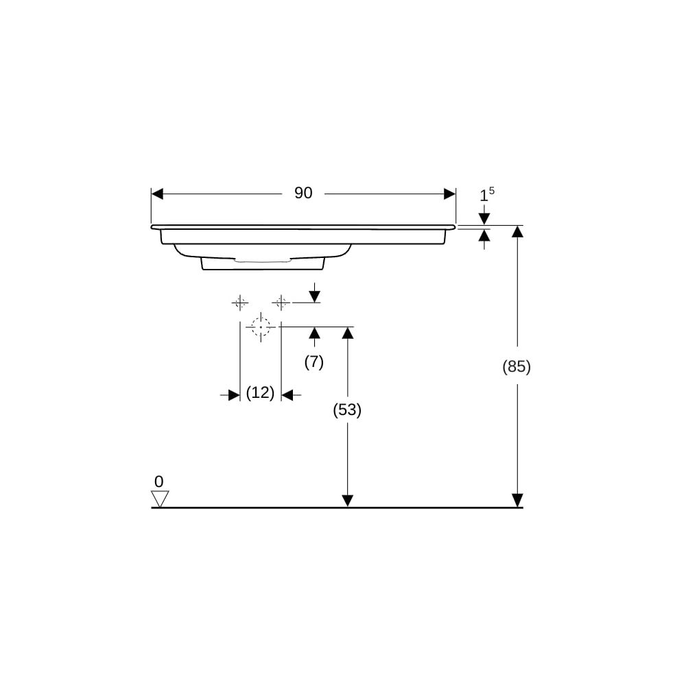 Geberit ONE Möbelwaschtisch Abgang horizontal Ablagefläche rechts 90x48cm o. HL ohne... GEBERIT-505008001 4025410593597 (Abb. 8)