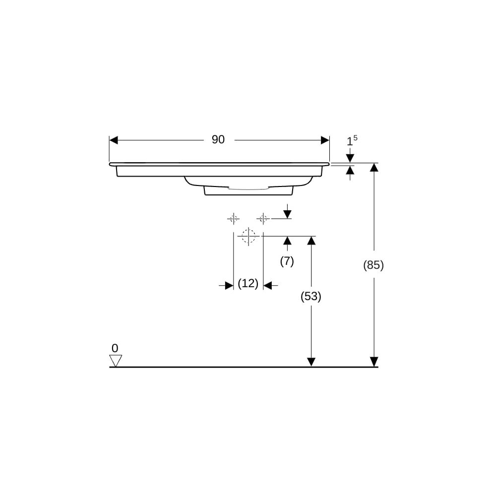 Geberit ONE Möbelwaschtisch Abgang horizontal Ablagefl. links 90x48cm o. ohne Hahnlo... GEBERIT-505013001 4025410593719 (Abb. 8)