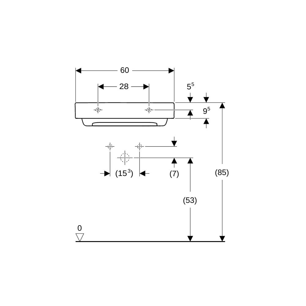 Geberit ONE Waschtisch Abgang horizontal, B 60cm, Tiefe 48cm, ohne Hahnloch, ohne Üb... GEBERIT-505033001 4025410593863 (Abb. 8)