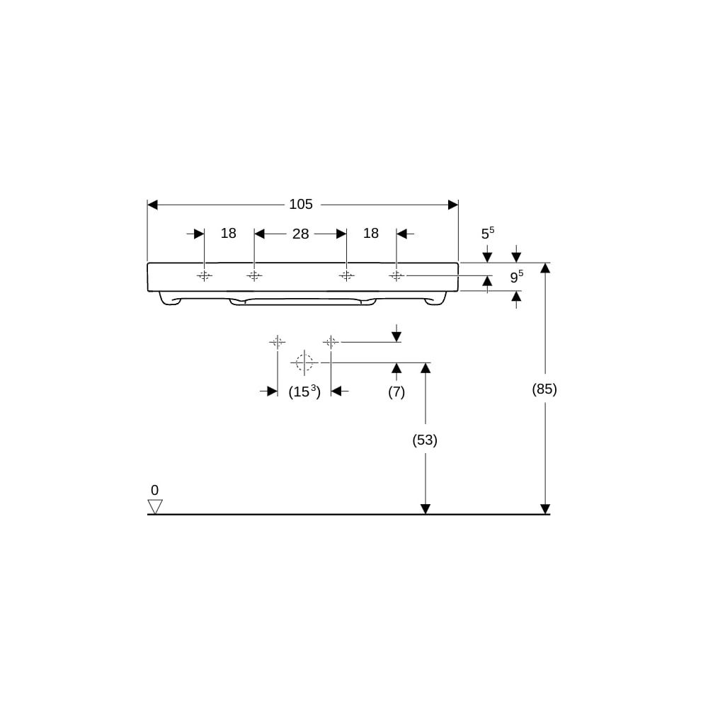 Geberit ONE Waschtisch Abgang horizontal, B 105cm, Tiefe 48cm, ohne Hahnloch, ohne Ü... GEBERIT-505045001 4025410593962 (Abb. 8)