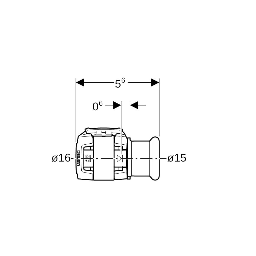 Geberit FlowFit Übergang auf Mapress, mit Pressmuffe, d 16mm, d1 15mm, Edelstahl 1.4... GEBERIT-620332001 4025410629999 (Abb. 5)