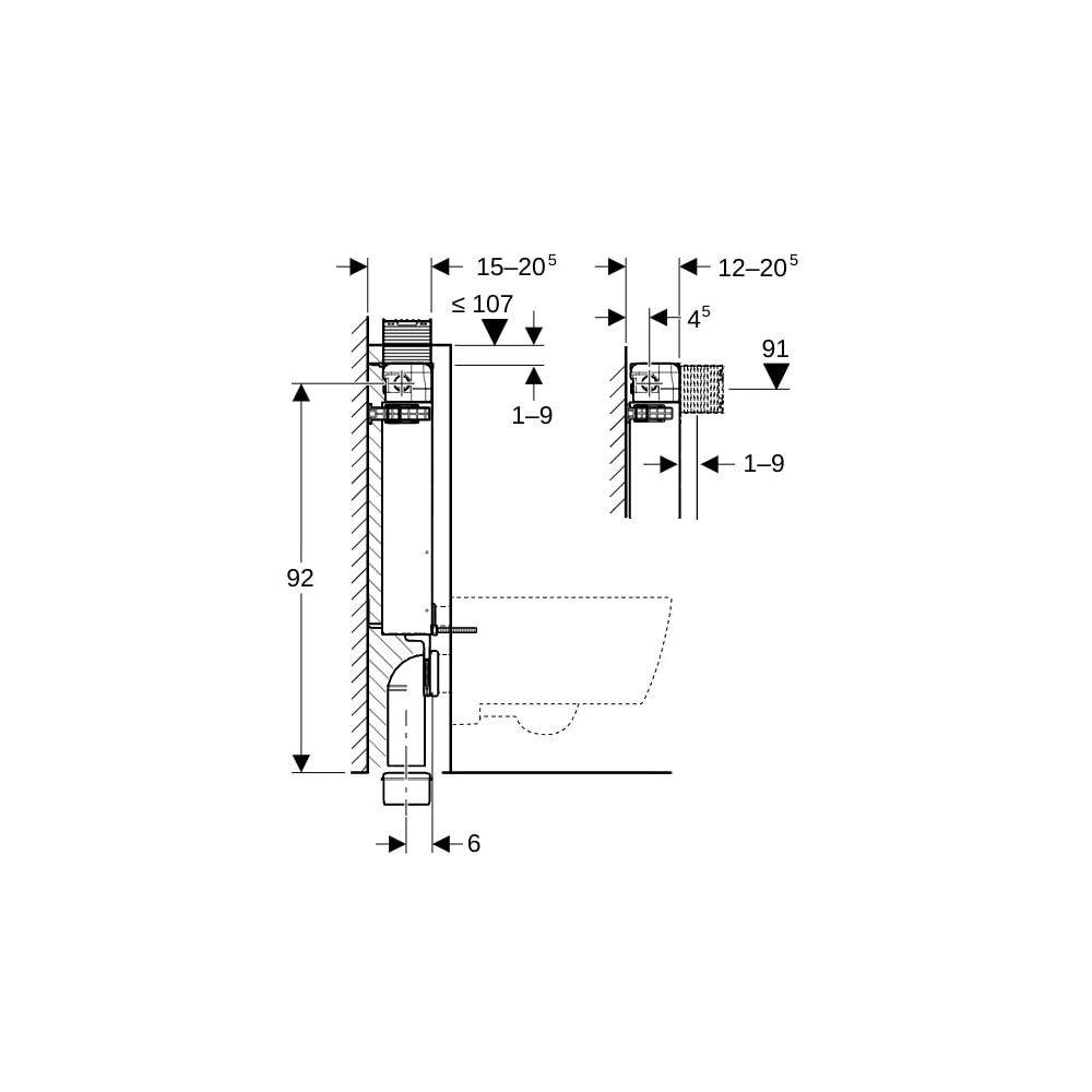 Geberit Kombifix Element für Wand-WC 98cm, mit Omega Unterputzspülkasten 12cm... GEBERIT-110010001 4025416301738 (Abb. 9)