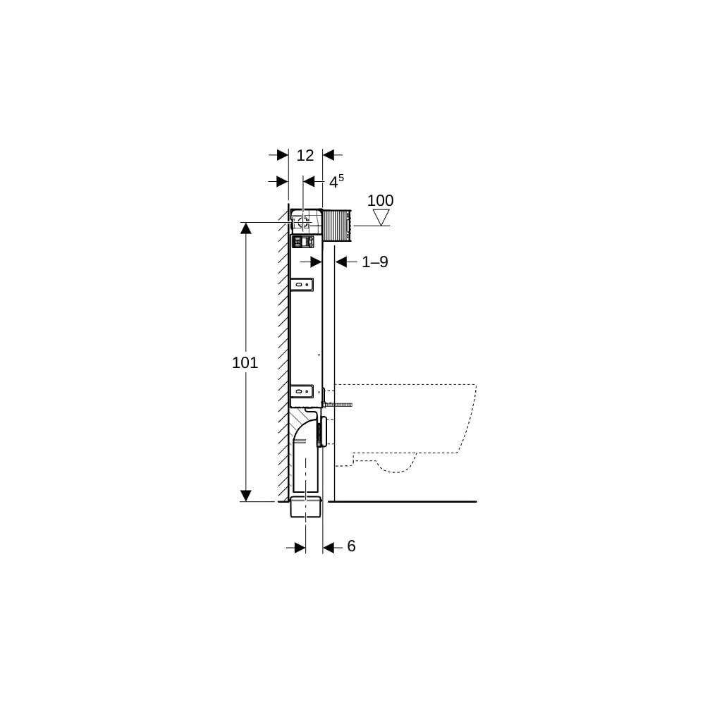 Geberit Kombifix Element für Wand-WC 106cm, mit Omega Unterputzspülkasten 12cm... GEBERIT-110020001 4025416301769 (Abb. 9)