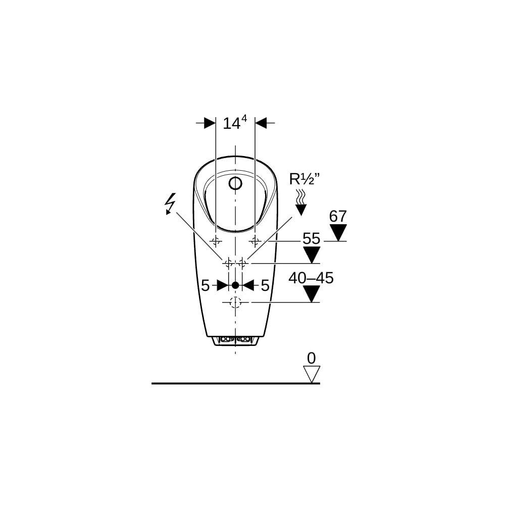 Geberit Preda Urinal mit integrierter Steuerung, Netz Zulauf hinten, Weiß... GEBERIT-116072001 4025416529828 (Abb. 9)
