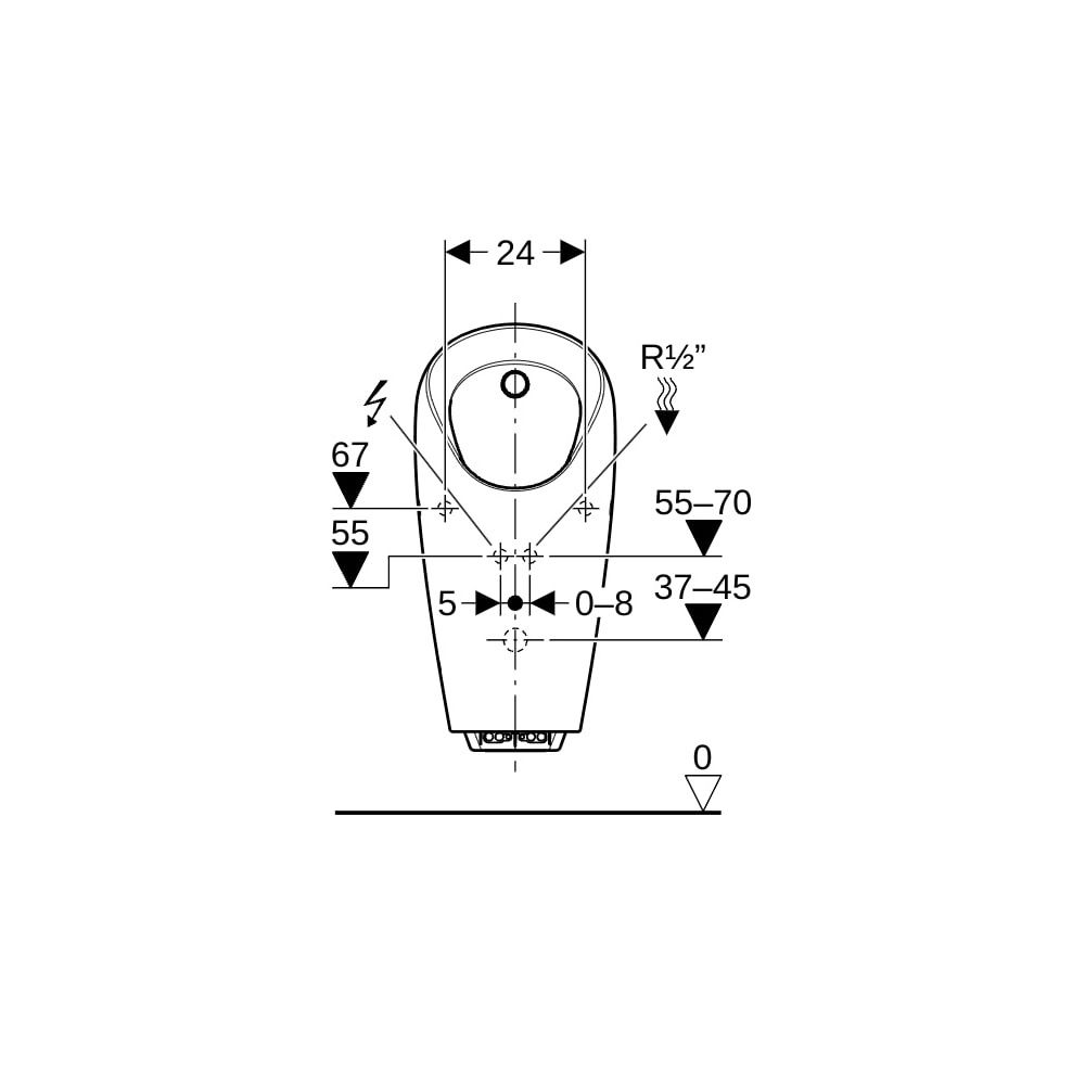 Geberit Selva Urinal mit integrierter Steuerung, Netz Zulauf hinten, Weiß... GEBERIT-116082001 4025416530282 (Abb. 9)