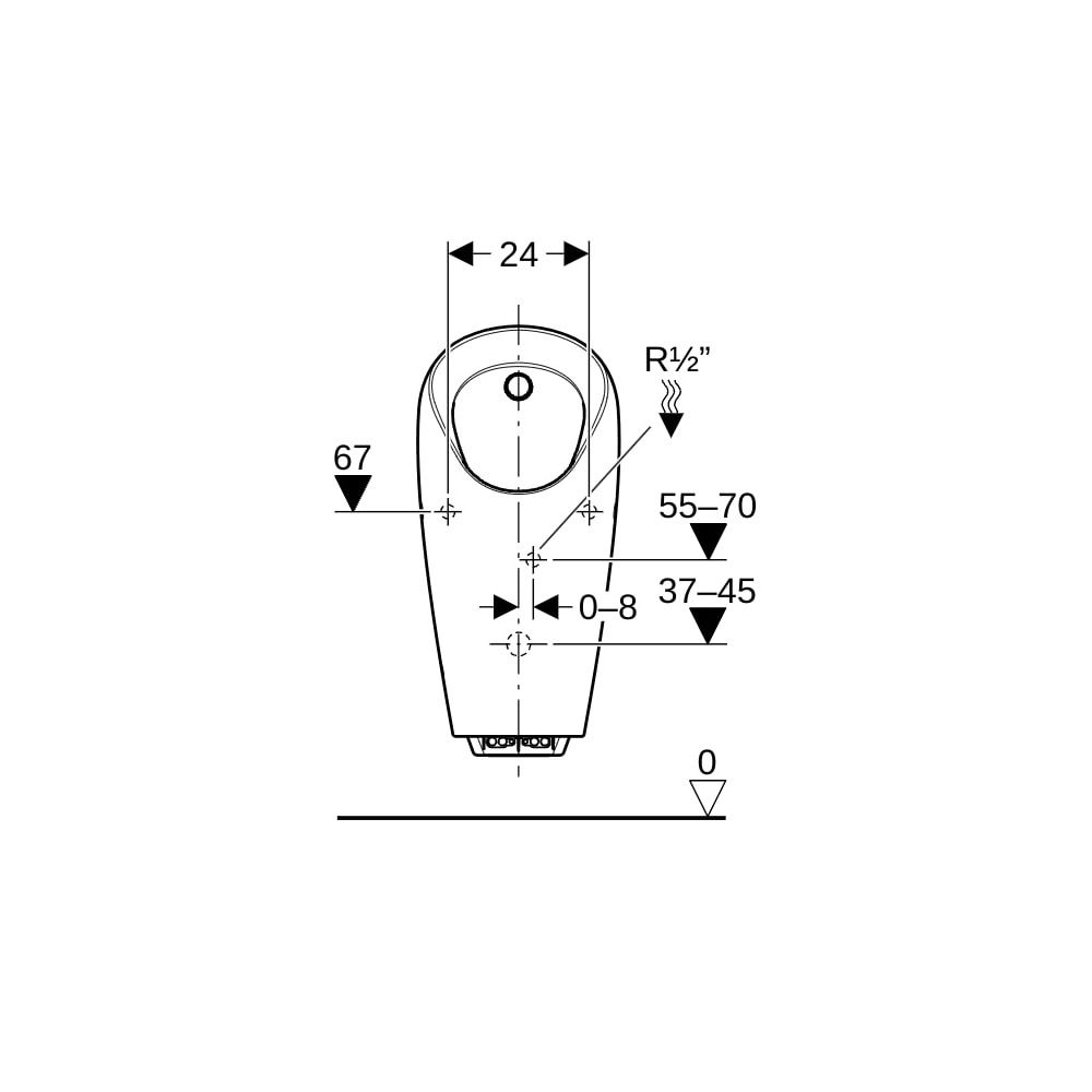 Geberit Selva Urinal mit integrierter Steuerung, Batterie Zulauf hinten, Weiß... GEBERIT-116083001 4025416530312 (Abb. 9)