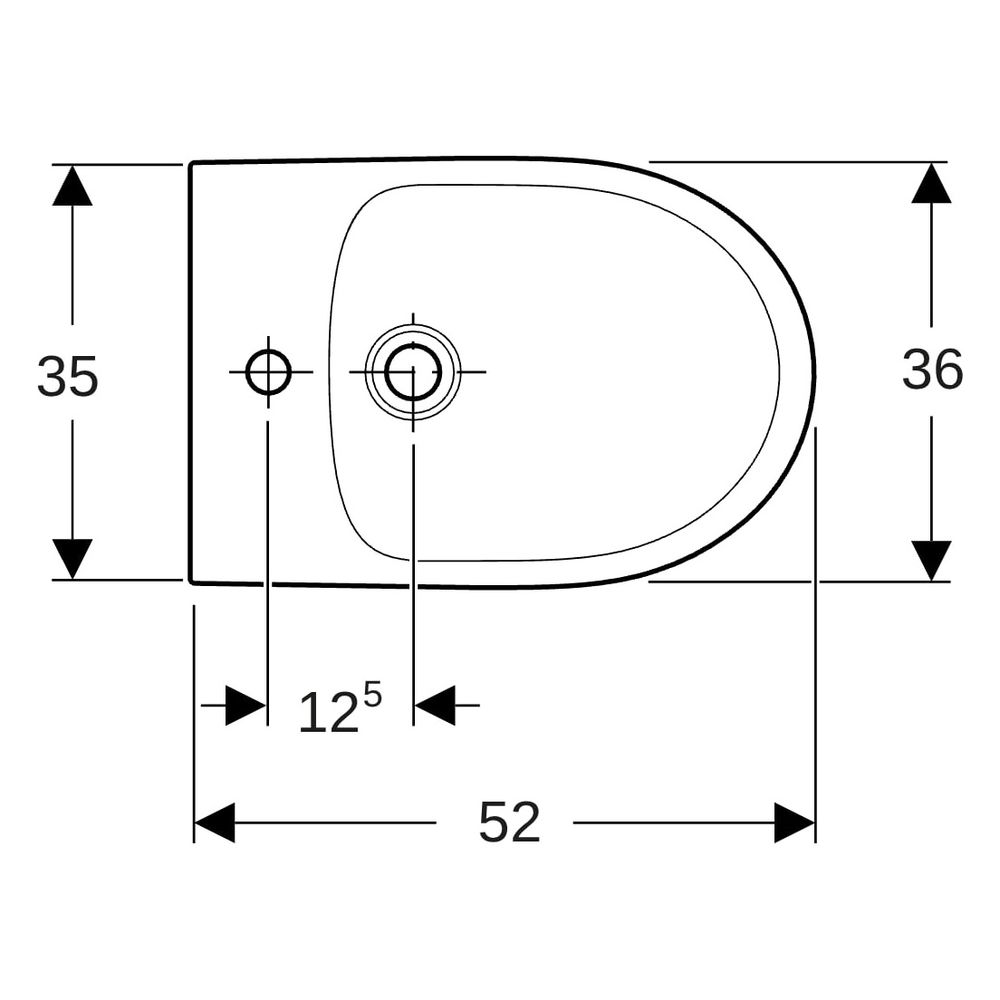 Geberit Renova Standbidet teilgeschlossene Form, Tiefe 52cm, Überlauf sichtbar, Wei... GEBERIT-500812012 4025410695918 (Abb. 11)
