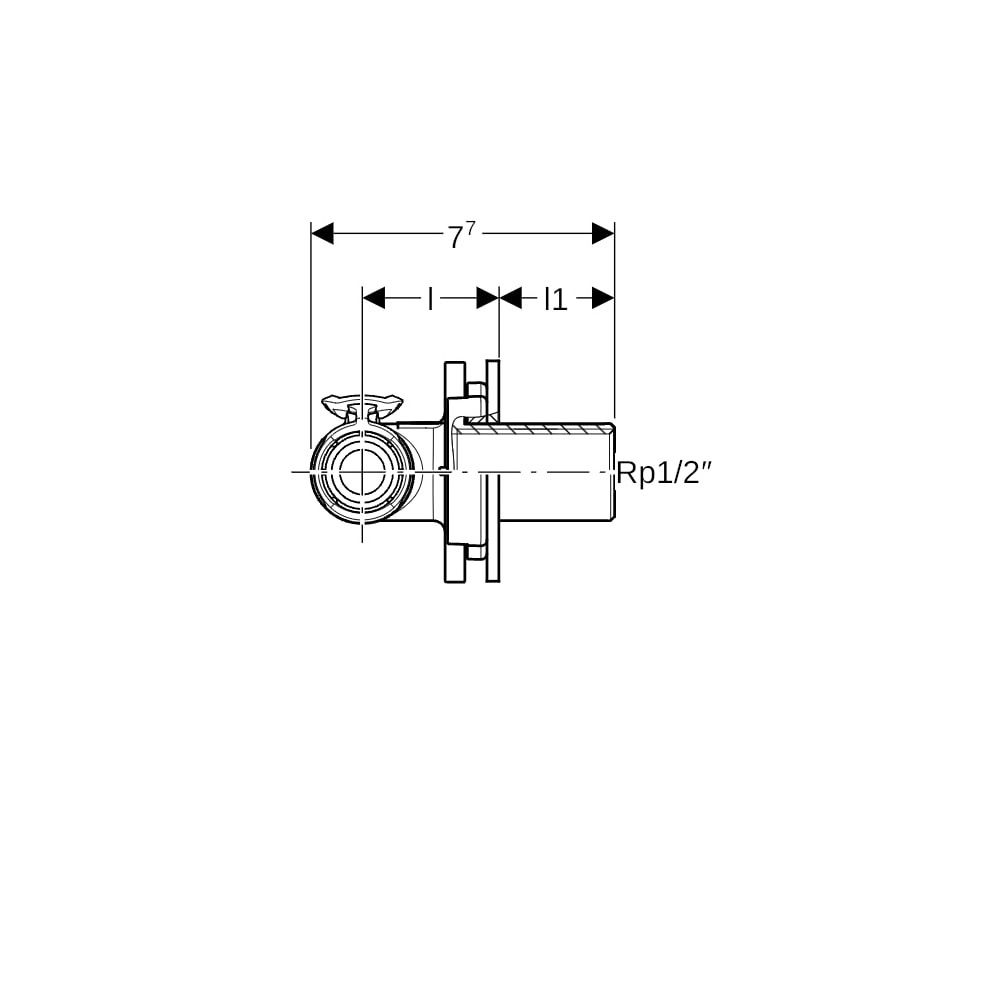 Geberit FlowFit T-Wanddurchführung 90 Grad d 20mm, Rp 1/2″... GEBERIT-620813001 4025410705853 (Abb. 4)