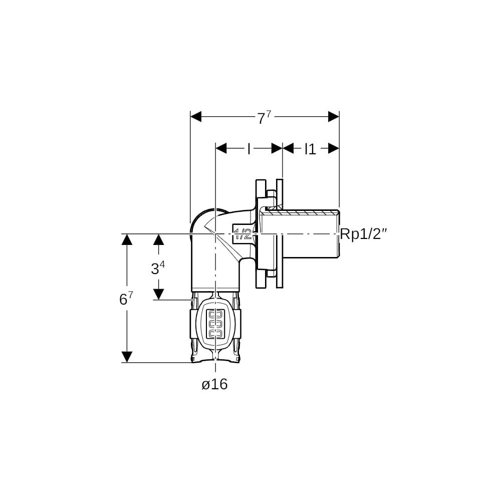 Geberit FlowFit Eckwanddurchführung 90 Grad d 16mm, Rp 1/2″... GEBERIT-620822001 4025410705877 (Abb. 4)
