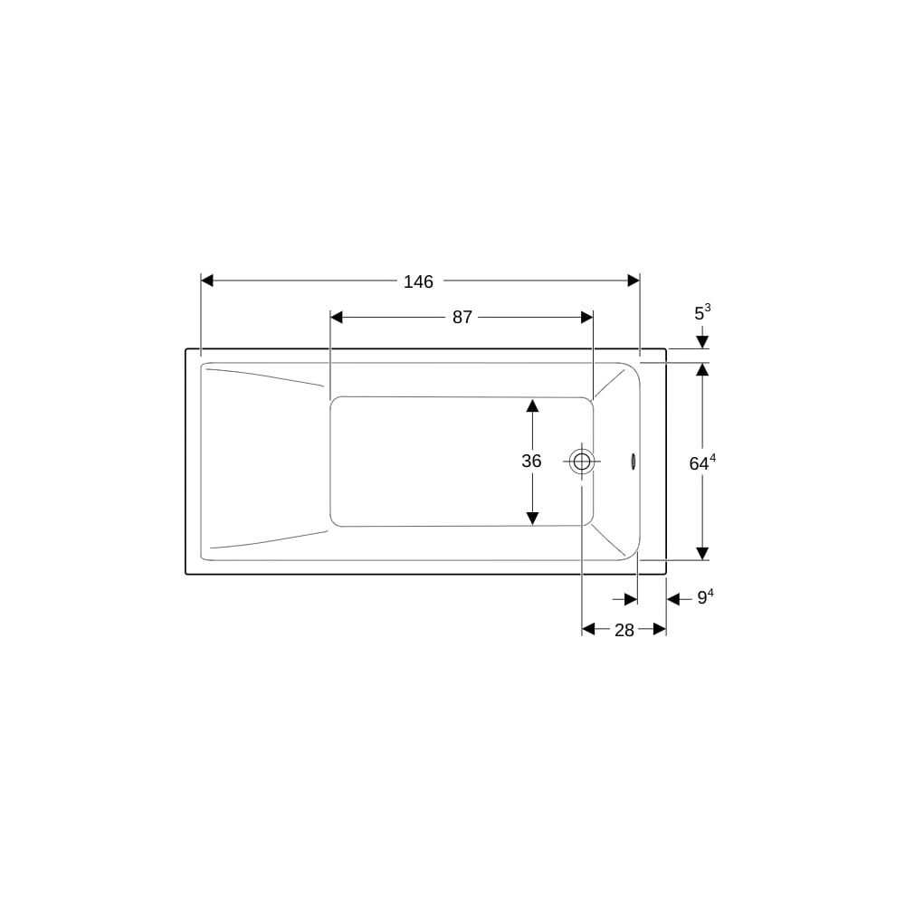 Geberit Renova Plan Rechteckbadewanne 160x75cm, Gesamtvolumen 196l... GEBERIT-554303011 4025410711014 (Abb. 7)
