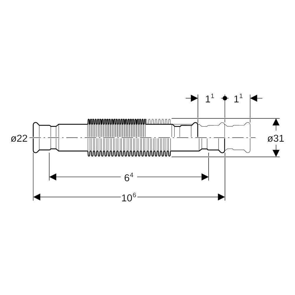 Geberit Mapress Edelstahl Axialkompensator mit Pressmuffen Außendurchmesser 22mm... GEBERIT-33934 4024723339342 (Abb. 8)