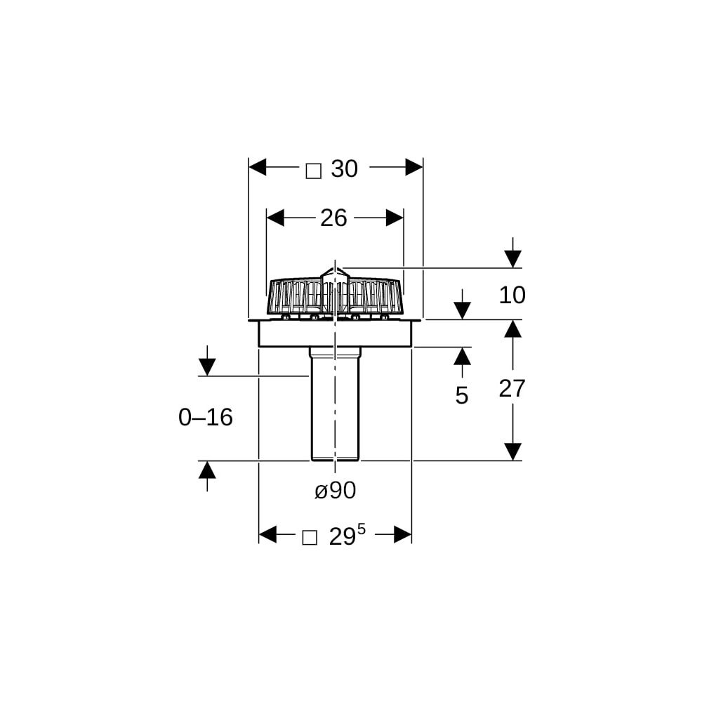 Geberit Pluvia Dachwassereinlauf mit Befestigungsflansch, für Dachabdichtungsfolien ... GEBERIT-359098001 4025416672203 (Abb. 5)