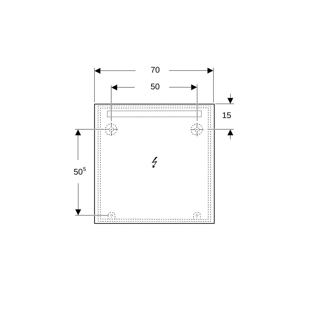 Geberit Option Basic Square Lichtspiegel Beleuchtung oben, 70x70x3cm, Aluminium elox... GEBERIT-502806001 4025410060730 (Abb. 5)