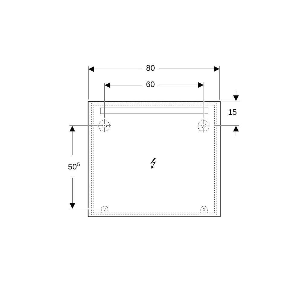 Geberit Option Basic Square Lichtspiegel Beleuchtung oben, 80x70x3cm, Aluminium elox... GEBERIT-502807001 4025410060204 (Abb. 5)
