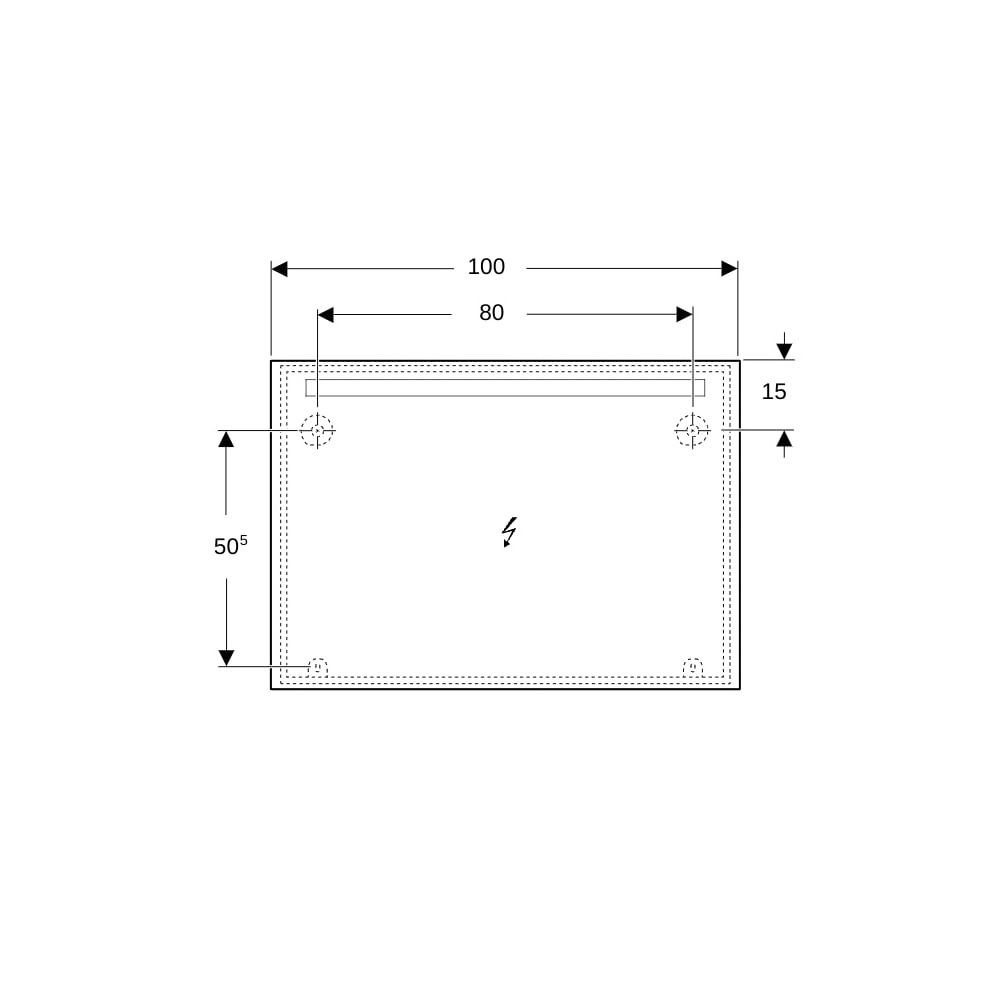 Geberit Option Basic Square Lichtspiegel Beleuchtung oben, 100x70x3cm, Aluminium elo... GEBERIT-502809001 4025410060228 (Abb. 5)