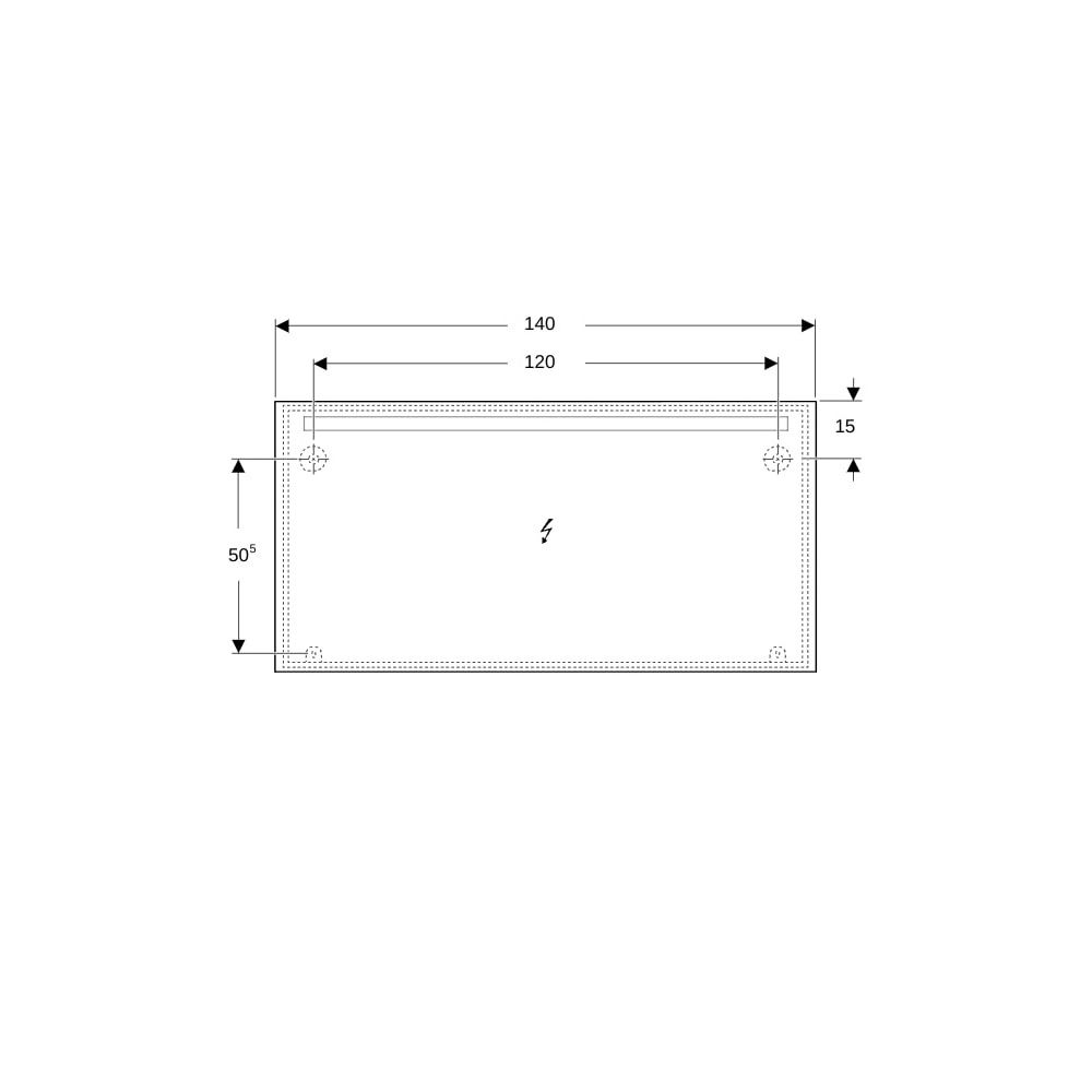 Geberit Option Basic Square Lichtspiegel Beleuchtung oben, 140x70x3cm, Aluminium elo... GEBERIT-502811001 4025410060242 (Abb. 5)