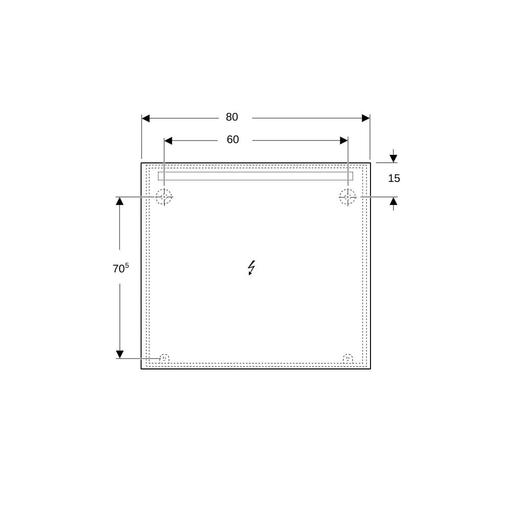Geberit Option Basic Square Lichtspiegel Beleuchtung oben, 100x90x3cm, Aluminium elo... GEBERIT-502814001 4025410060273 (Abb. 5)