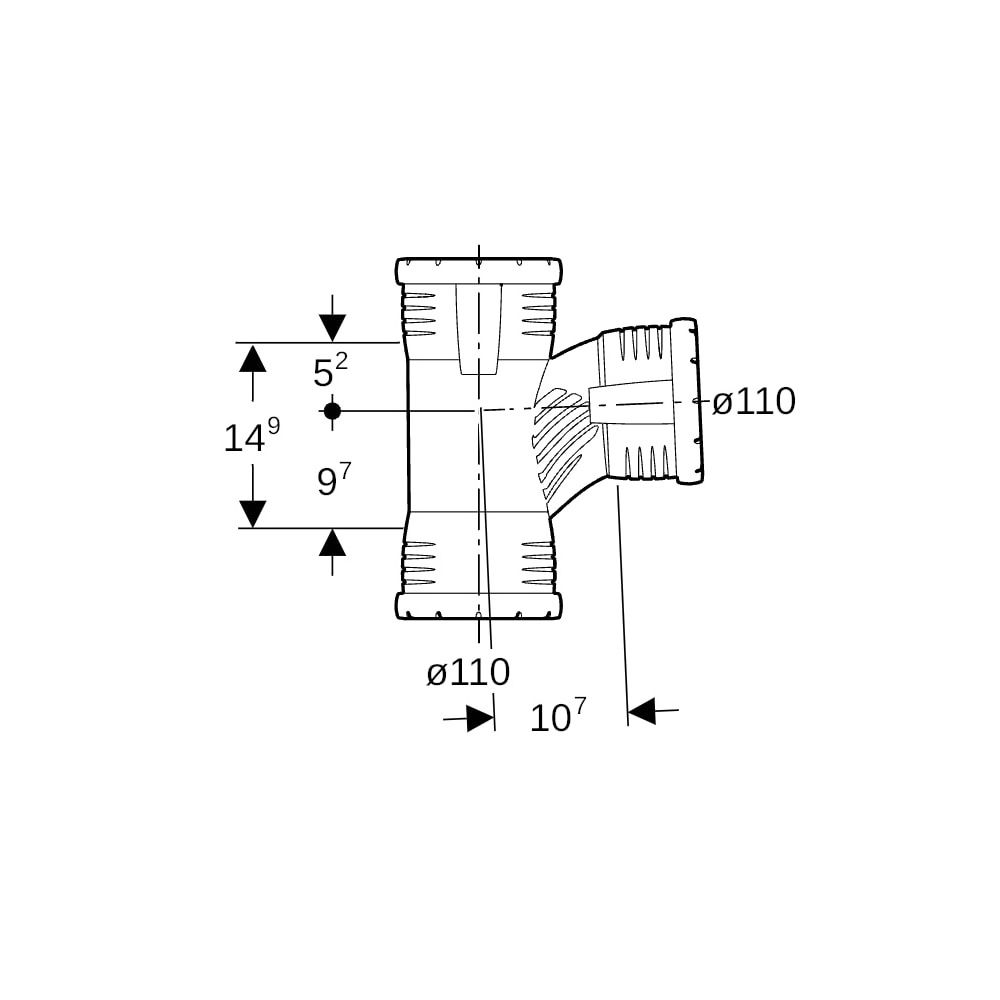 Geberit Silent-Pro Carve Abzweig 87,5 Grad, 3 Muffen, 110/110mm... GEBERIT-393542141 4025410709127 (Abb. 4)