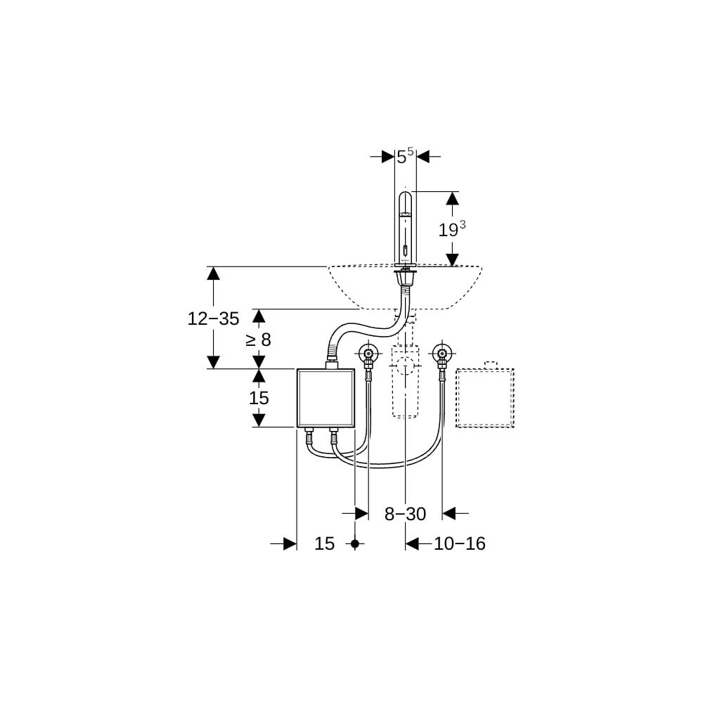 Geberit Piave Waschtischarmatur, Standmontage, Batteriebetrieb, mit AP-Funktionsbox,... GEBERIT-116168SN1 4025410064806 (Abb. 4)