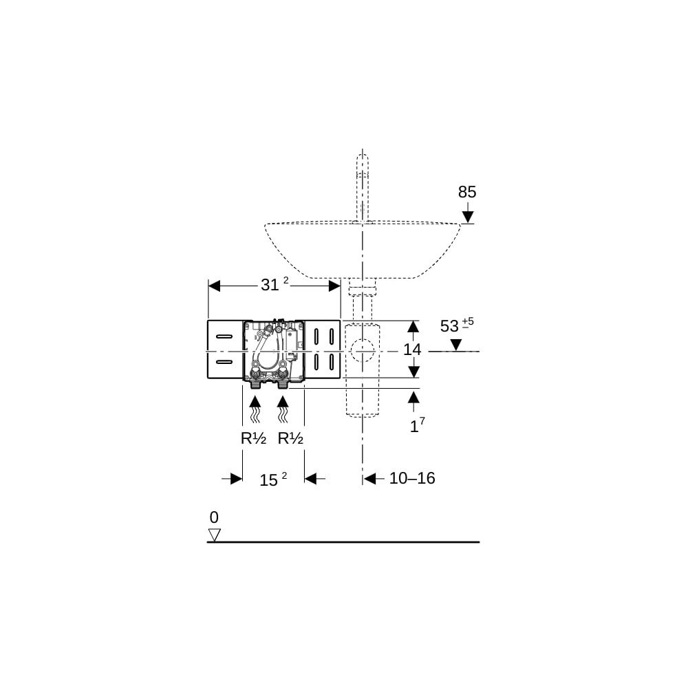 Geberit Rohbauset für Piave, Brenta Waschtischarmaturen, Standmontage, mit Unterputz... GEBERIT-116130001 4025416833710 (Abb. 6)