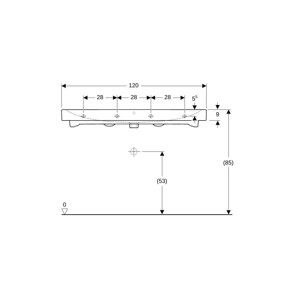 Geberit iCon Waschtisch, Breite 120cm, Tiefe 48,5cm, ohne Hahnloch, Überlauf sichtba... GEBERIT-124025600 4022009306583 (Abb. 8)