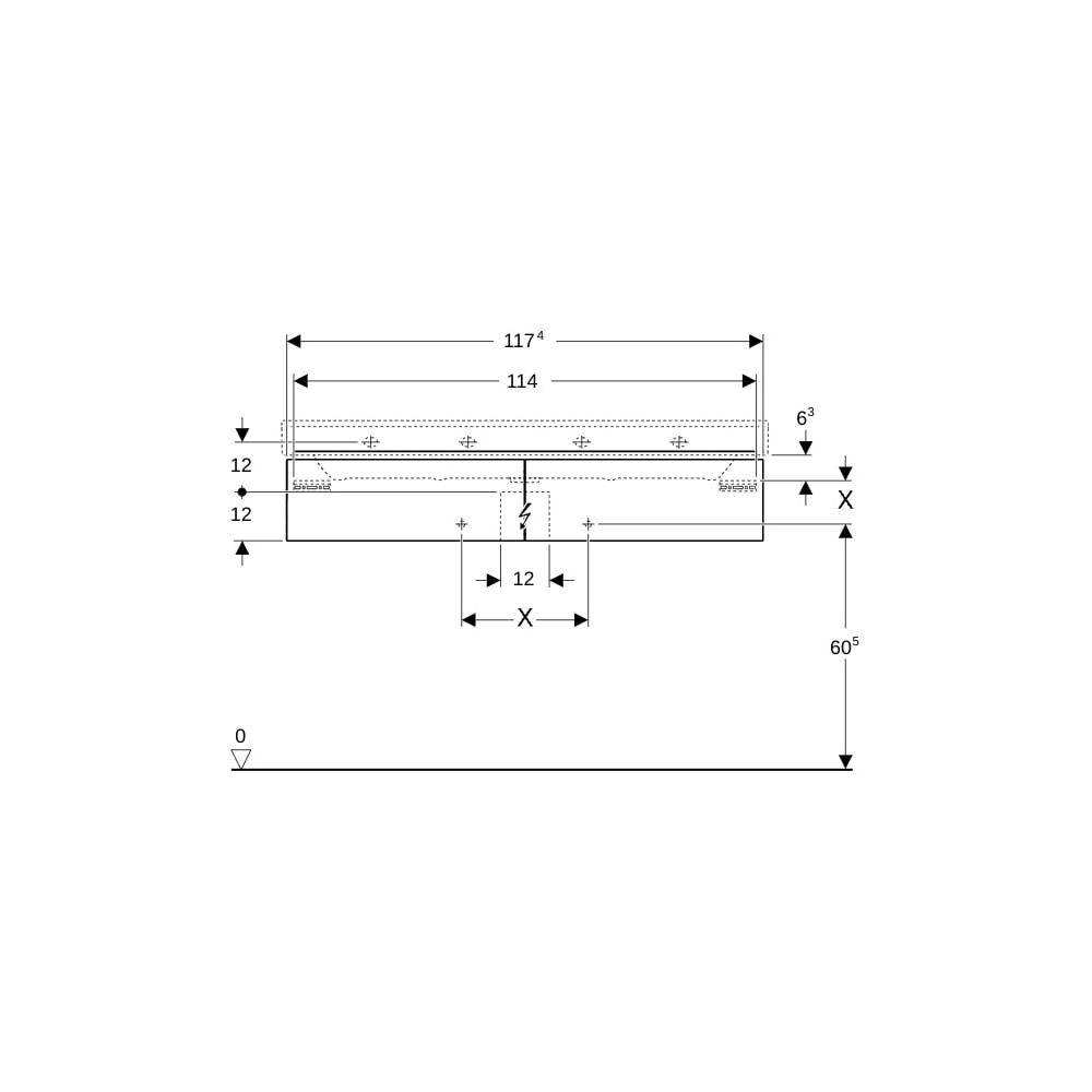Geberit Xeno2 Unterschrank für Waschtisch mit, B ab 120cm, 2 Schubladen, 117,4x22x46... GEBERIT-500517431 4025416610298 (Abb. 8)