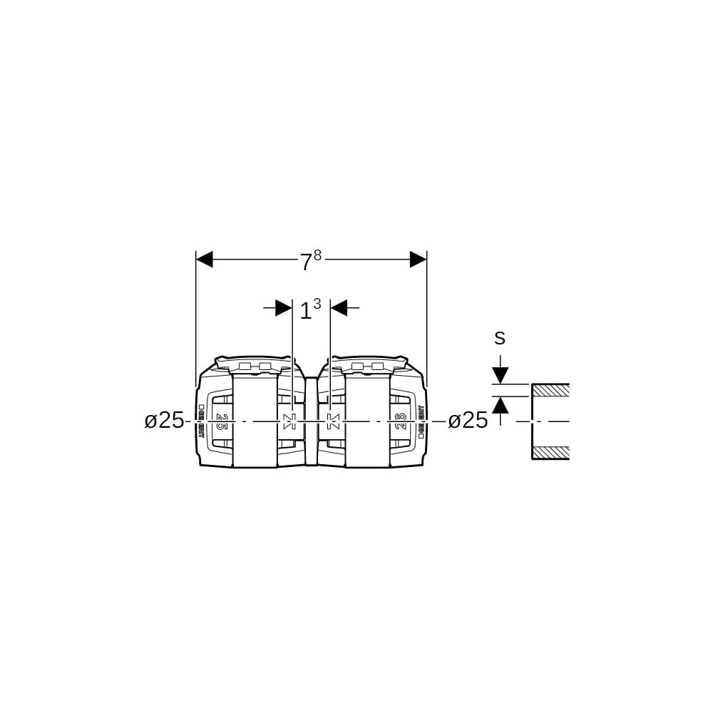 Geberit FlowFit Übergang auf Fremdsystem d 25mm, 2,5–2,7mm... GEBERIT-620723001 4025410072474 (Abb. 4)