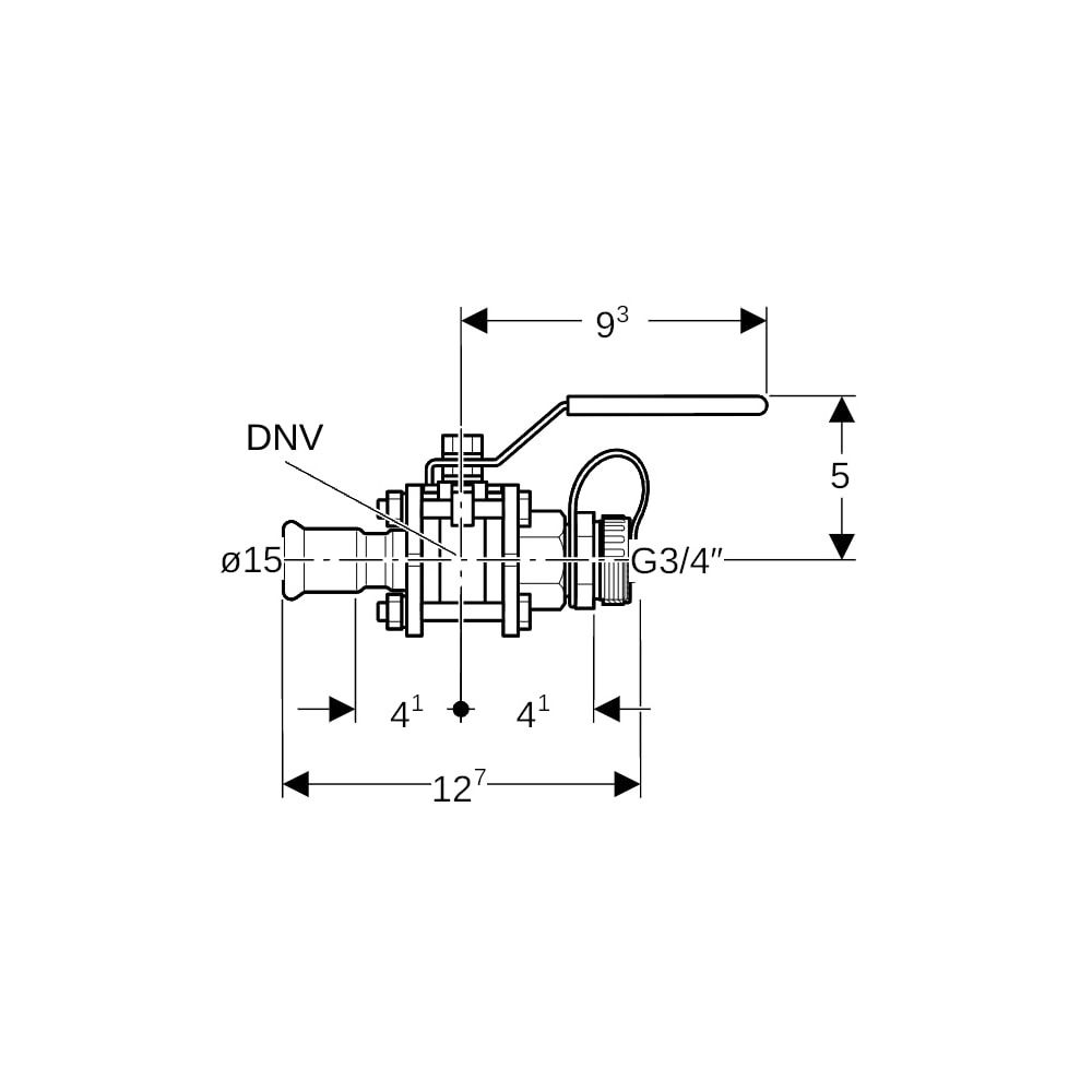 Geberit Mapress Edelstahl Kugelhahn mit Betätigungshebel, Schlauchanschluss, geflanscht ... GEBERIT-92110 4024723921103 (Abb. 5)