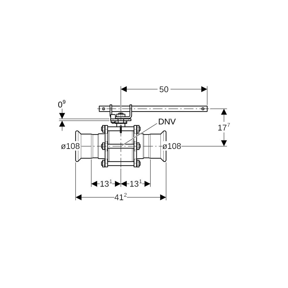 Geberit Mapress Edelstahl Kugelhahn mit Betätigungshebel, geflanscht Außendurchmesser 10... GEBERIT-92109 4024723921097 (Abb. 6)