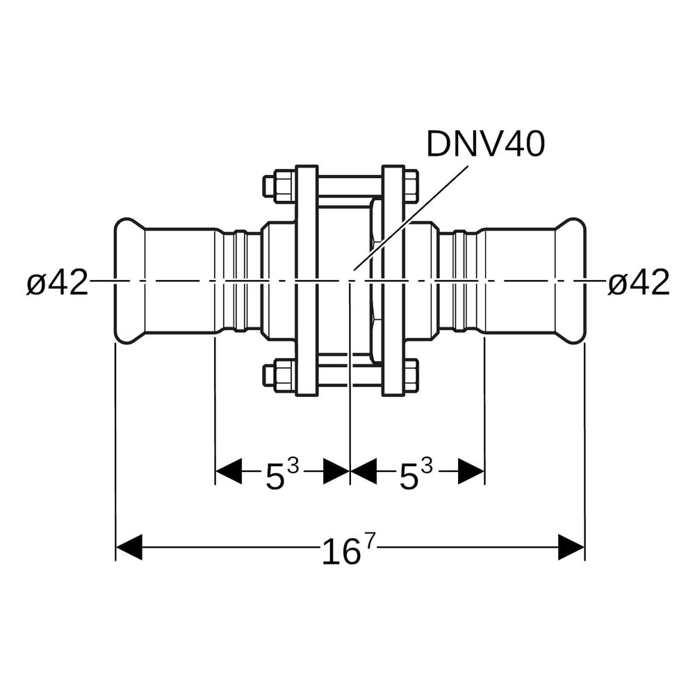 Geberit Mapress Edelstahl Rückschlagventil geflanscht Außendurchmesser 42mm, 16 bar... GEBERIT-92145 4024723921455 (Abb. 6)