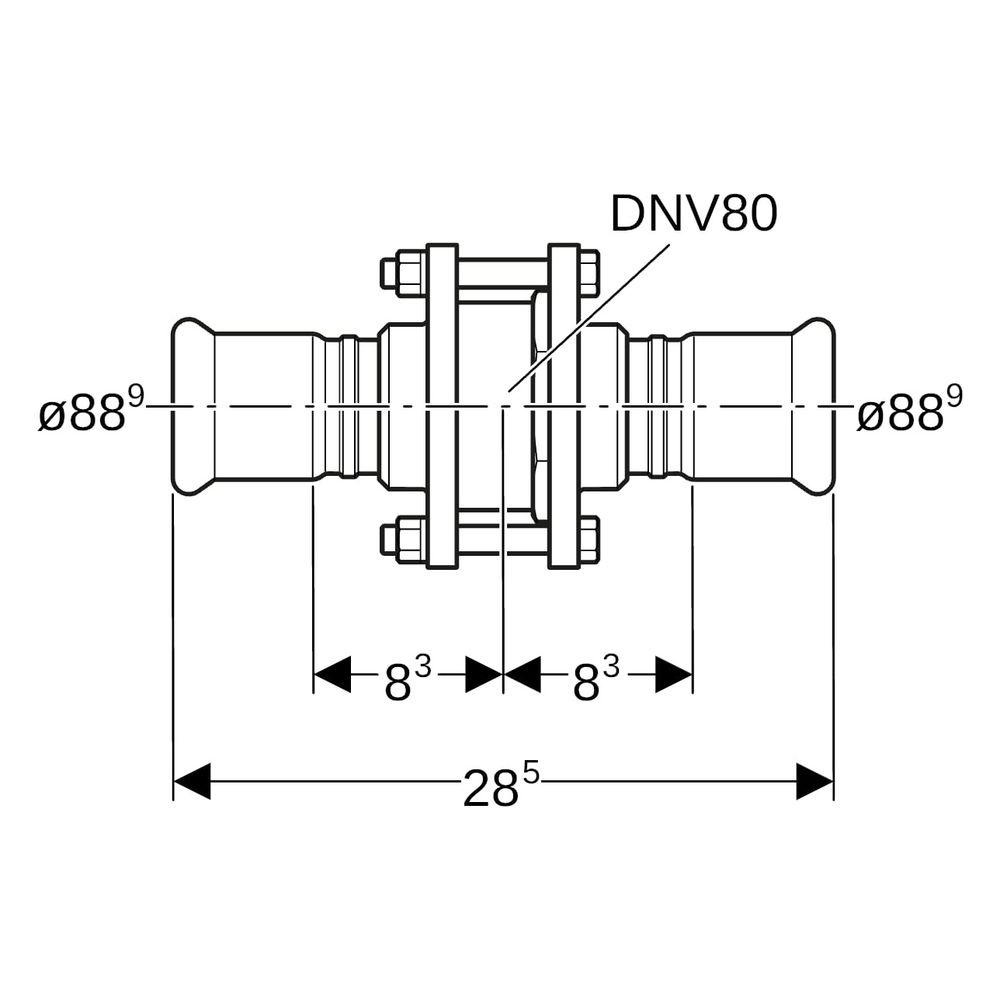 Geberit Mapress Edelstahl Rückschlagventil geflanscht Außendurchmesser 88,9mm, 16 bar... GEBERIT-92148 4024723921486 (Abb. 6)