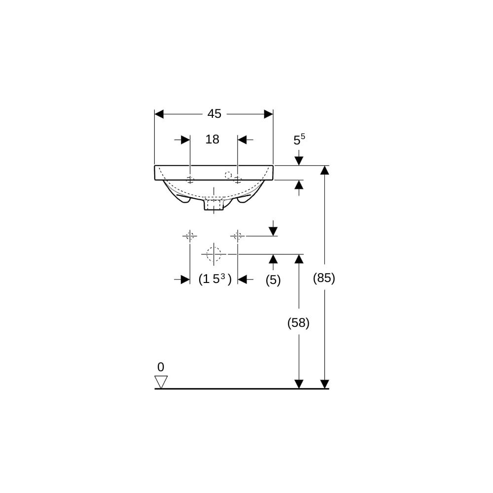 Geberit Acanto Handwaschbecken, 45x16,8x38,2cm, Hahnloch mittig, Überlauf sichtbar, ... GEBERIT-500636012 4022009355338 (Abb. 8)