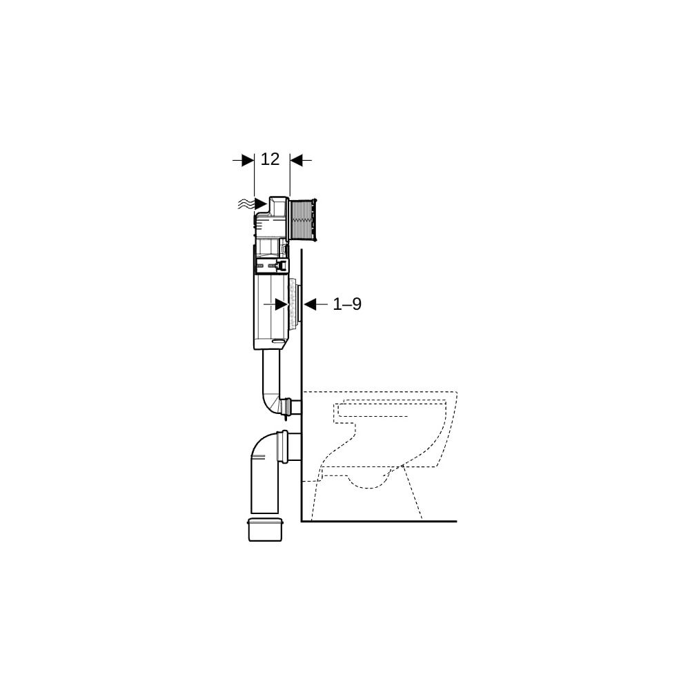 Geberit Sigma Unterputzspülkasten 12cm, 6 oder 3 Liter, Spülbogen gesteckt, mit Betä... GEBERIT-109302005 4025416724995 (Abb. 7)