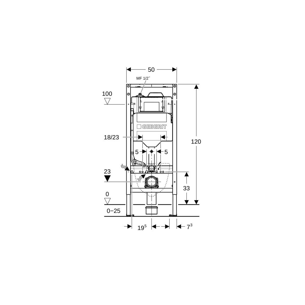 Geberit Duofix Element für Wand-WC, 120cm, mit Sigma UP-Spülkasten 12cm, mit HS30 Hy... GEBERIT-111057002 4064746029066 (Abb. 4)