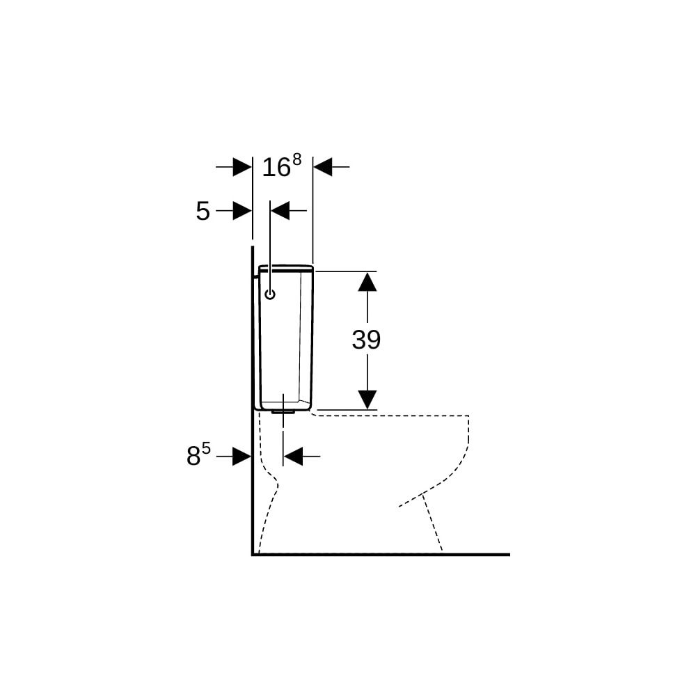 Geberit Aufputz 128 Aufputzspülkasten Spül-Stopp-Spülung, Wasseranschluss seitlich o... GEBERIT-128000115 4025416204978 (Abb. 7)