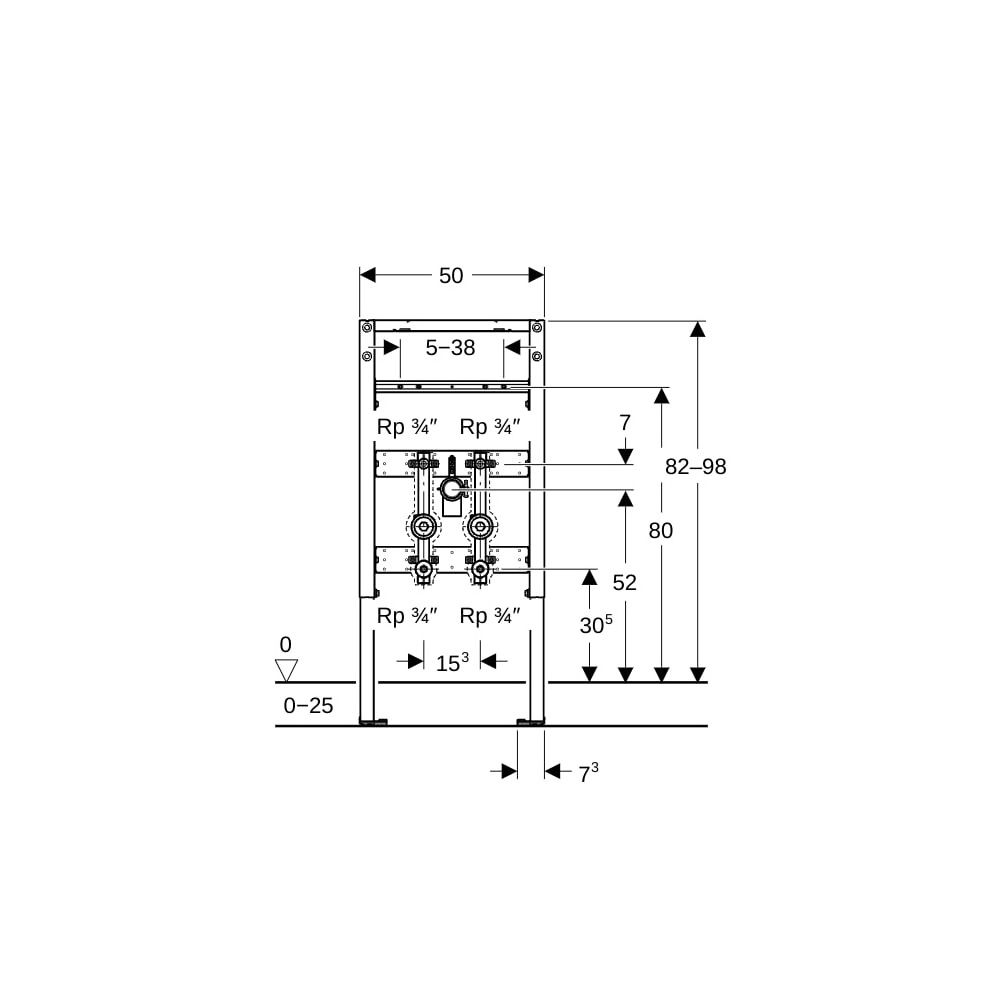 Geberit Duofix Element für Waschtisch, 82-98cm, Standarmatur mit 2 Wasserzählerstrec... GEBERIT-111028002 4064746029059 (Abb. 4)