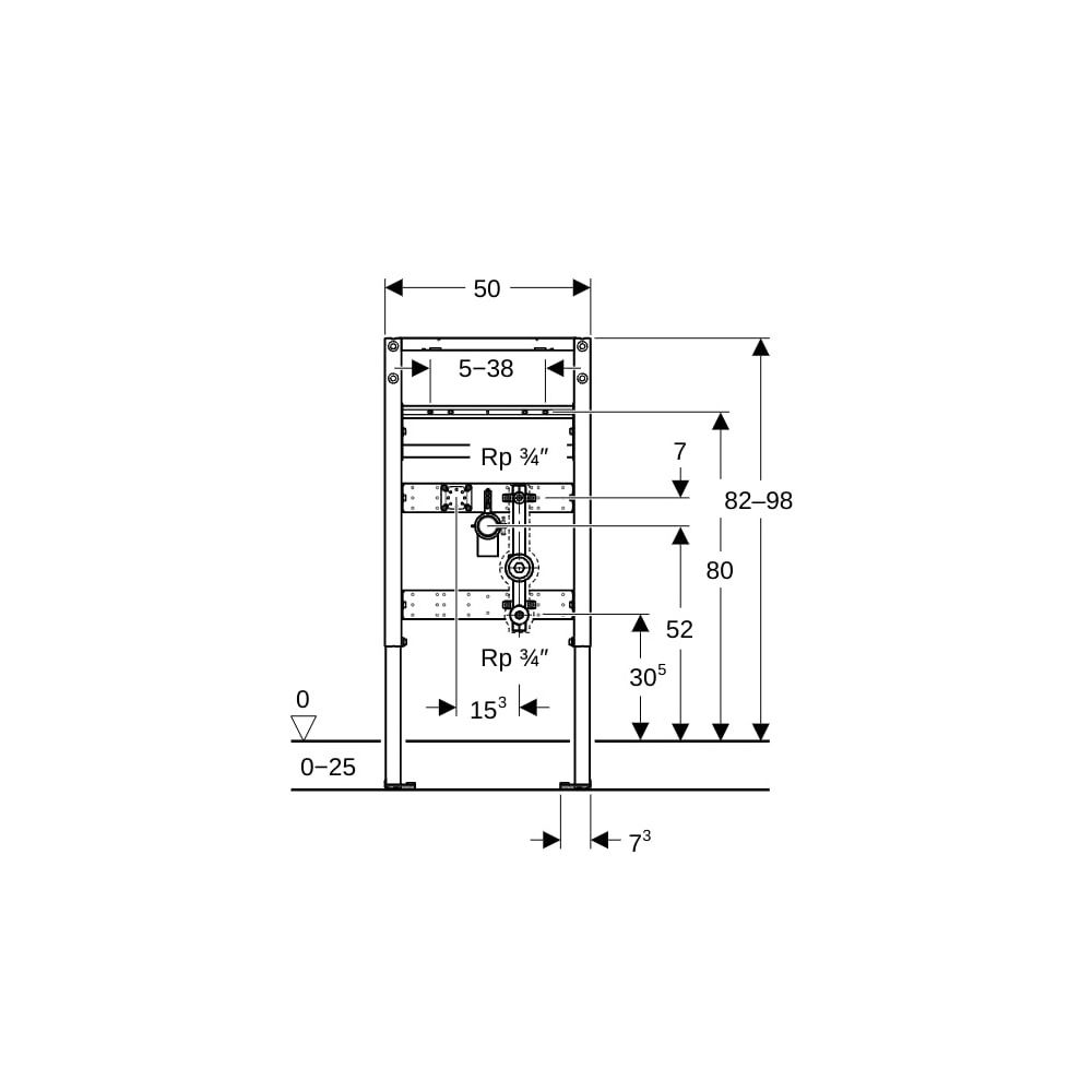 Geberit Duofix Element für Waschtisch, 82-98cm, Standarmatur mit Wasserzählerstrecke... GEBERIT-111078002 4064746029165 (Abb. 4)
