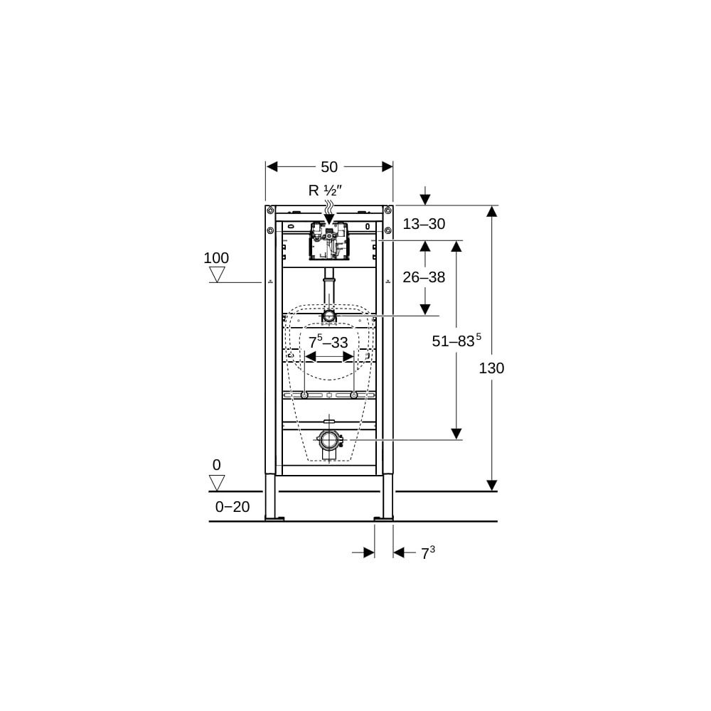 Geberit DuofixBasic Element für Urinal, 130cm universell, für Basic Urinalsteuerung,... GEBERIT-458603006 4064746032905 (Abb. 4)