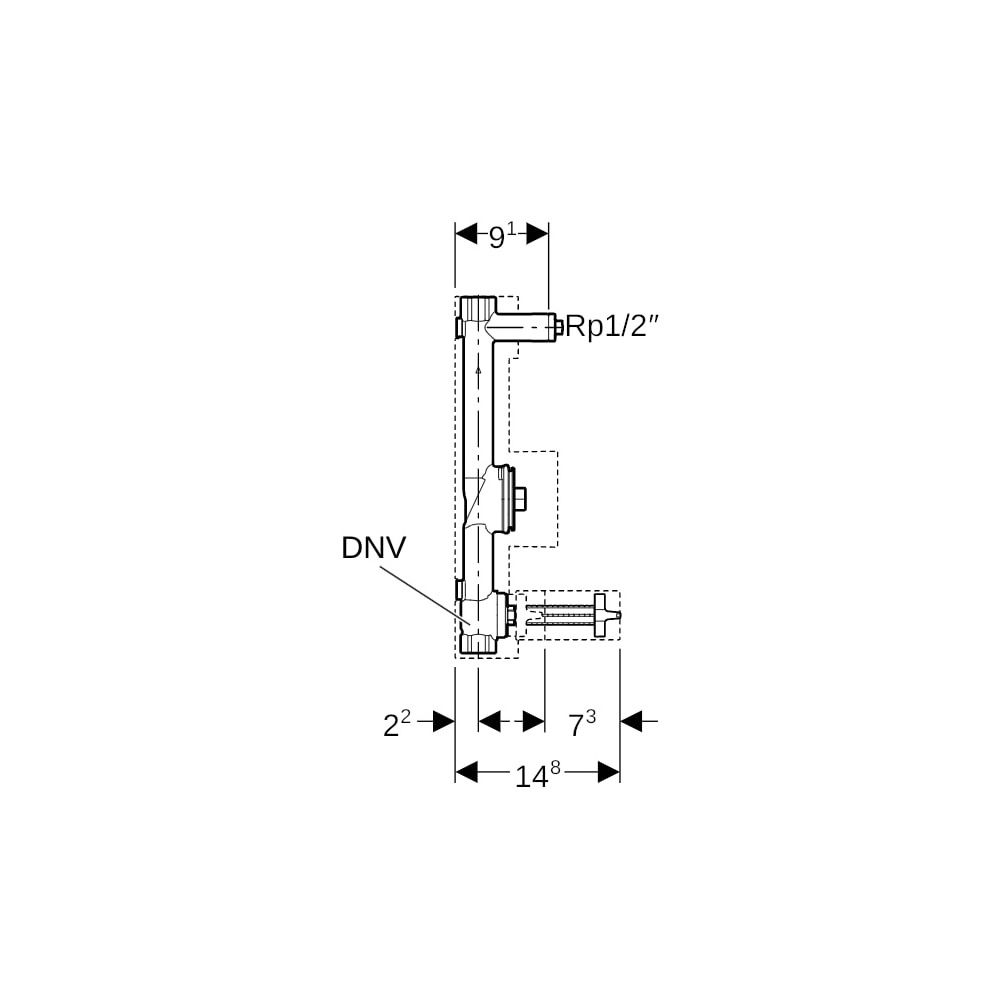 Geberit Wasserzählerstrecke mit UP-Kugelhahn, Anschluss-T-Stück, Rp 3/4″, Rp1 1/2″, ... GEBERIT-616002001 4025416594512 (Abb. 7)